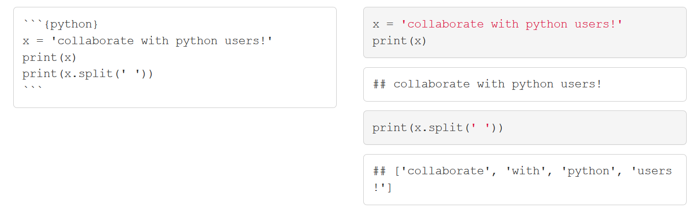 To use non-R code, change the chunk label from `r` to the desired language