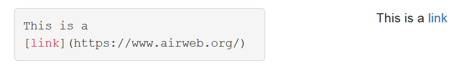 Link text within brackets with the URL in parantheses