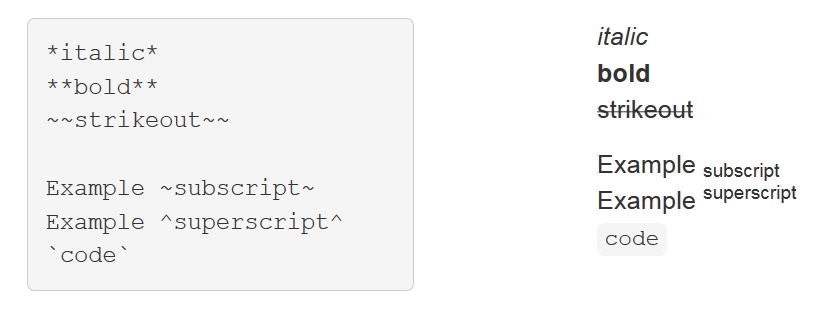 Rendered as plain text. Format with *, **, or 